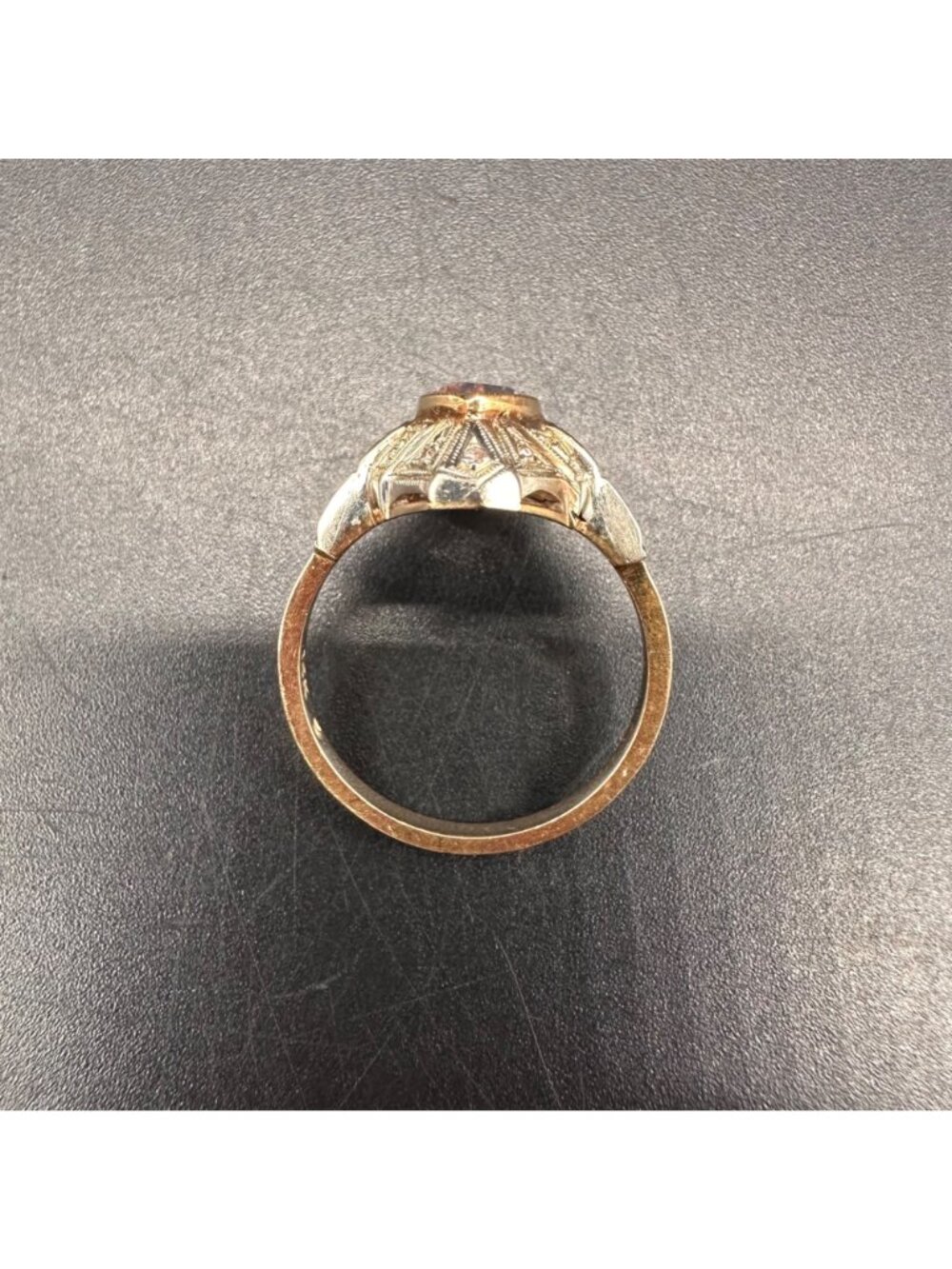 Vintage Art Deco Ring 14K Gold Pink Stone Size 6 Engagement Statement Retro - Picture 4 of 10